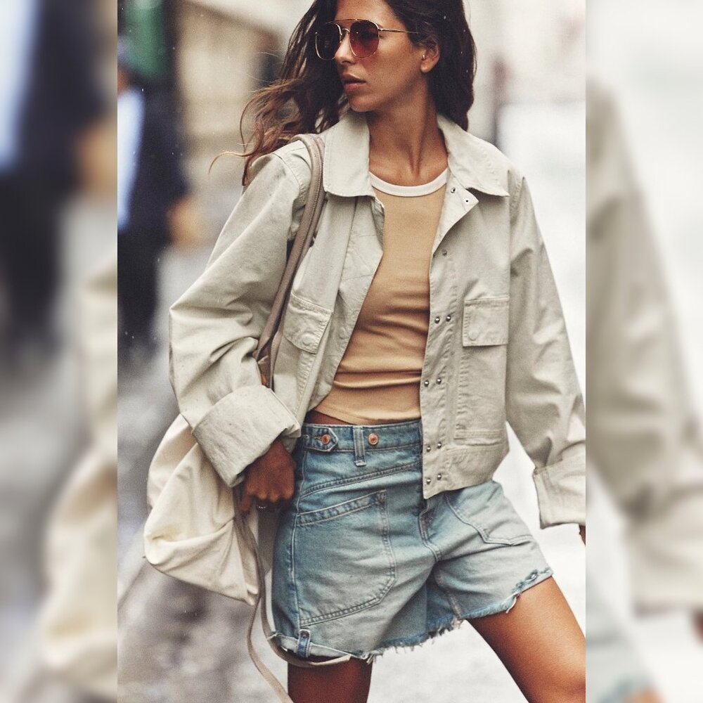 Free People We The Free Suzy Linen Jacket M 8 Women Casual Winter Coat NEW 45144